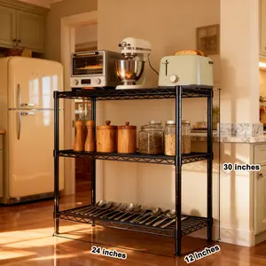 【Corner-Shelves】Raybee 3-Tier Heavy Duty Metal Wire Adjustable Storage Shelves & Bookshelves,Shower shelves For Bathroom towels,Kitchen Storage Shelves,Space-saving shelves,Office Storage Shelving,Good News for Renters23.6''L×13.8''W×30''H