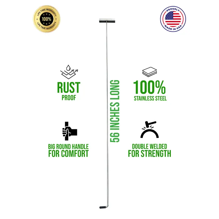The Big Stiffy - Rust Resistant, 100% Stainless Steel, Big Round Handle for Comfort, Double Welded for Strength