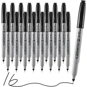 Permanent Markers, Ultra Fine Point, Black, 16 Count, 0.4mm, Fine Tip, Quick Dry, Waterproof, Fade Resistant, Durable, for Paper, Glass, Ceramic, Plastic, Wood, Rock, Metal