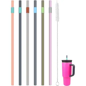Replacement Straws for  40oz Tumbler, with 1 Brush,6 Pack (6 Colours)