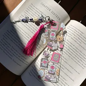 Dark Romance Enchanted Vanity Clear Acrylic Bookmark Pink Romantasy Coquette with Tassel for Book Lovers