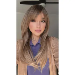 EllaRae | Hudson Style Wig |Non Lace Front Mixed Blonde With Dark Rooting And Bangs