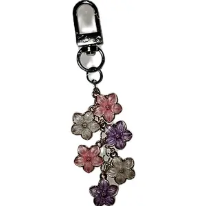 Cherry Blossom Keychain Bag Clip Charm with Colorful Floral Design for Stylish Accessories