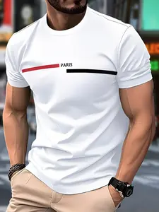Men's Short Sleeve 3D Printed T-Shirt, Menswear, Casual Slim-Fitting Top, All Seasons Fashion, H-Type Design, No Button or Zipper