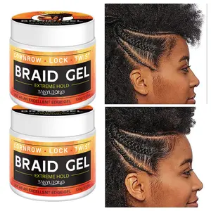 2pcs 100g braid gel, Braiding, edge control hair gel, glycerine locking and twisting styling wax, antistatic, non sticky, easy to apply, moisturizing, Extreme Hold, suitable for all types of hair, and styling gel for braids and curls