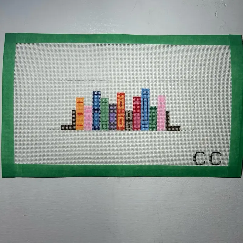 Bookshelf Bookmark Hand Painted Needlepoint Canvas
