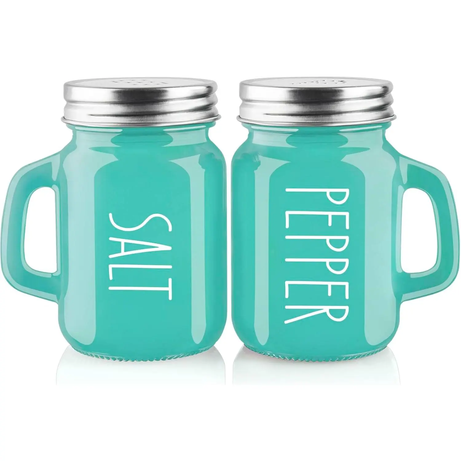 Turquoise Salt and Pepper Shakers Set - Teal Kitchen Decor and Accessories for  Restaurants Wedding - Glass Salt and Pepper Set for Cooking Table, RV, BBQ, Easy to Clean & Refill