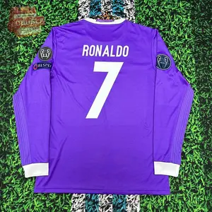 2016 2017 Madrid Away Purple No.7 Ronaldo Long Sleeved Soccer Jersey
