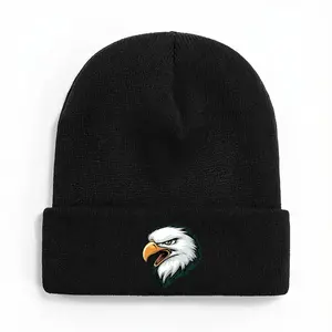 S&T Eagle Theme Warm Winter Beanie - Comfortable Knitted Hat with Print, Thick Knitted Cuffed Unisex Winter Hat