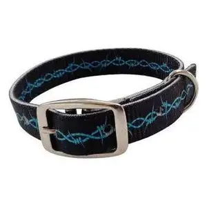 Black with Barbwire design nylon dog collar.