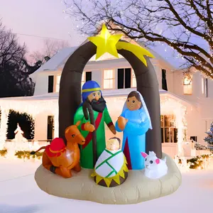 PTS 6FT Christmas Inflatable Inflatable Nativity Scene for Outdoor Decoration