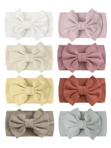 8 Pcs Baby Giant Bow Headbands, Baby Big Head Bow, Cute Soft Lightweight, Ideal for Daily Use, Gentle Elastic Ribbed Headbands, Perfect for Newborn Photography Props, Headband Set