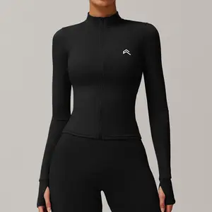 Oneractive Women's Long Sleeve Active T-Shirt Breathable Quick Dry Running Yoga Top Zip Front Gym Training Workout Jacket