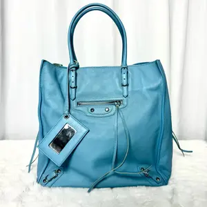 Pre-owned Balenciaga Moto Blue Fringe Crossbody Bag|20566945 WWL