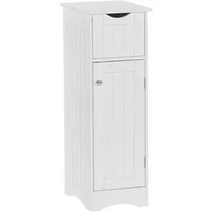 Ashland Slim Linen Cabinet with Drawer - White - Narrow Storage Cabinet for Bathroom Slim Storage with Drawer and Height Adjustable Shelf - Storage Cabinet for Small Spaces