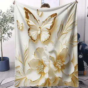 Realistic Butterfly Exclusive Flannel Blanket Set | Soft, Cozy, Warm & Anti-static | Stylish Forest Style Bedroom Sleep Companion Throw | Winter Essential