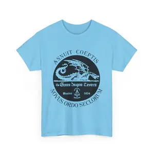 Green Dragon Tavern Tee - Unisex Heavy Cotton Shirt with 'Novus Ordo Seclorum' Design, Casual Wear, Festivals, Gifts