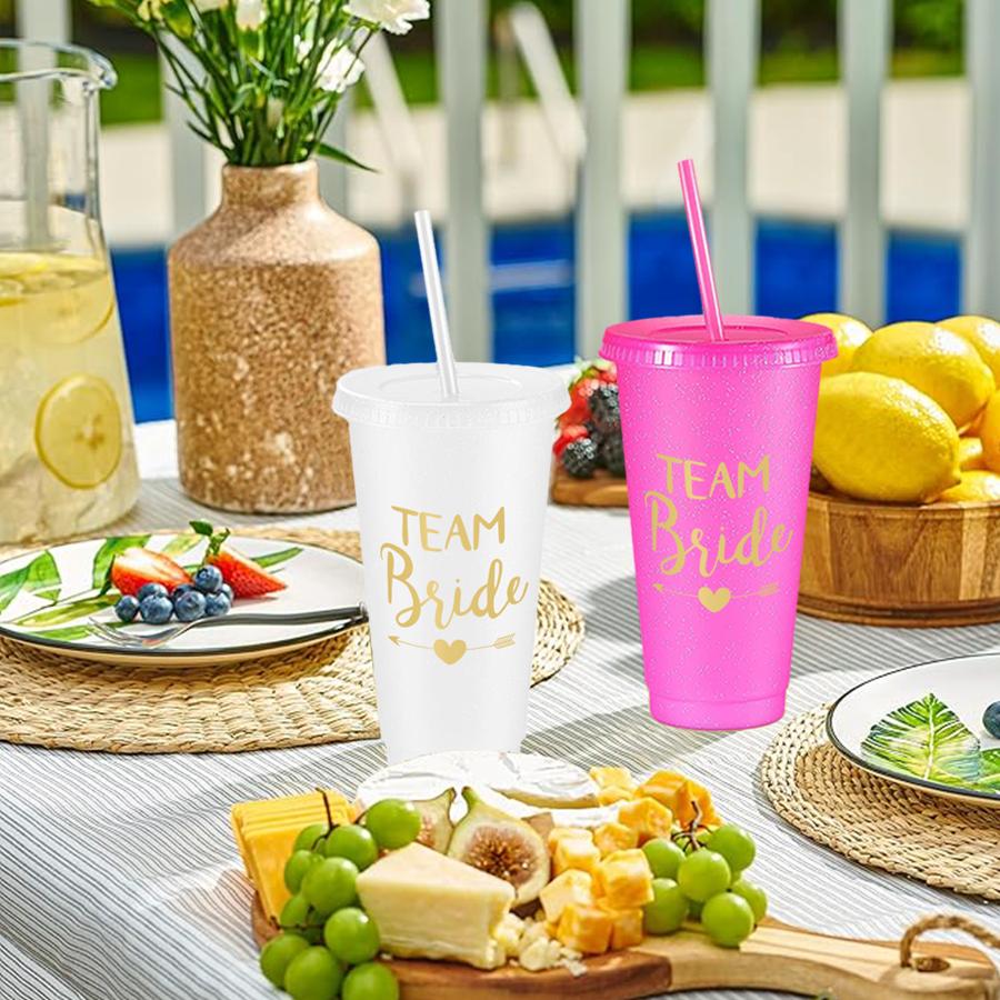 HILAKE 20pcs 24oz water bottle, available in a variety of colors, with lid, straw, cup brush and straw brush, perfect for iced coffee, water and juice, great gift for weddings, parties and birthdays, Mother's Day, Valentine's Day and St. Patrick's Day