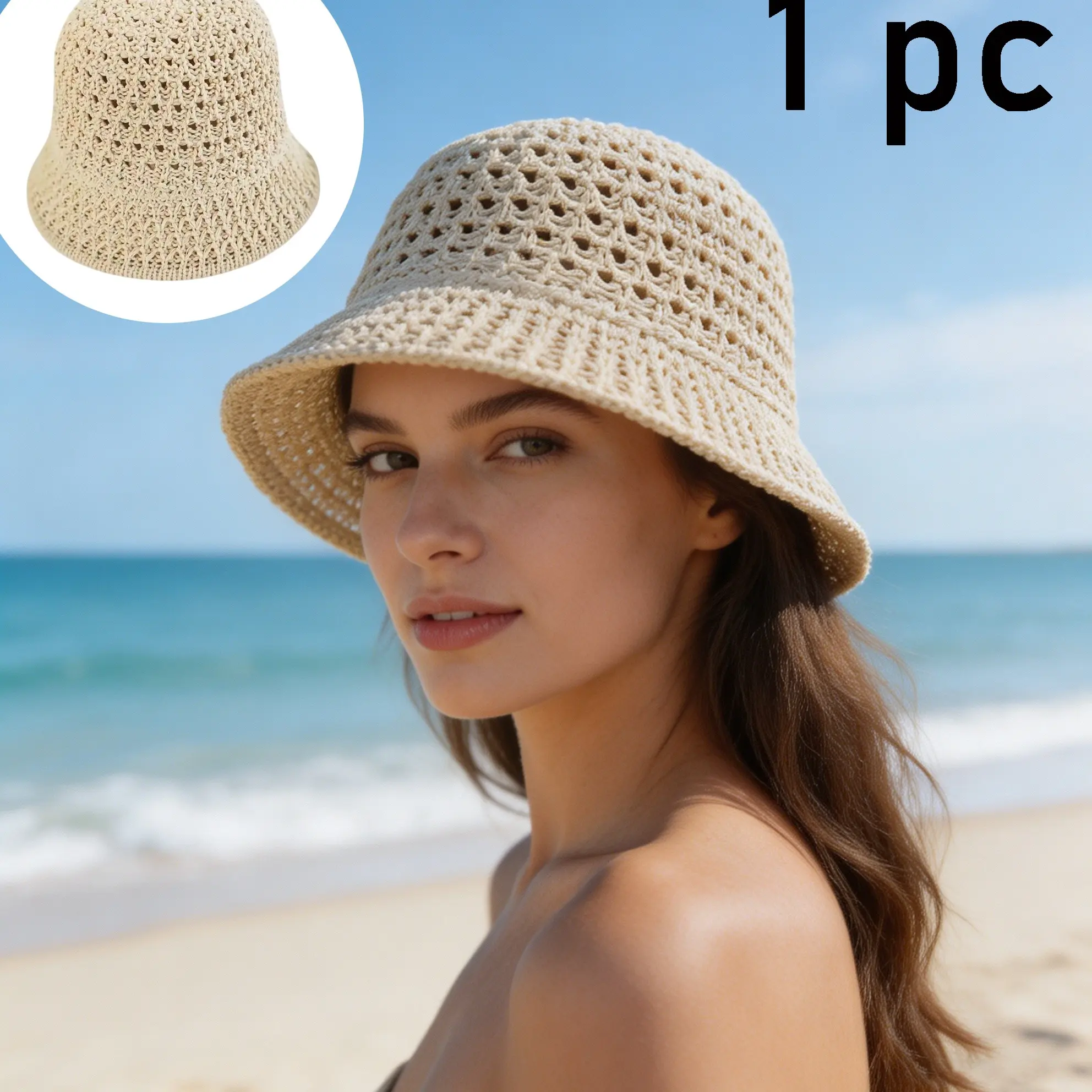 Fashion Hollow Out Summer Breathable Sun Hat, Wide Brim, Foldable, Lightweight, Easy to Carry, Ideal for Outdoor Beach Activities, Vacation, Sunscreen Hat