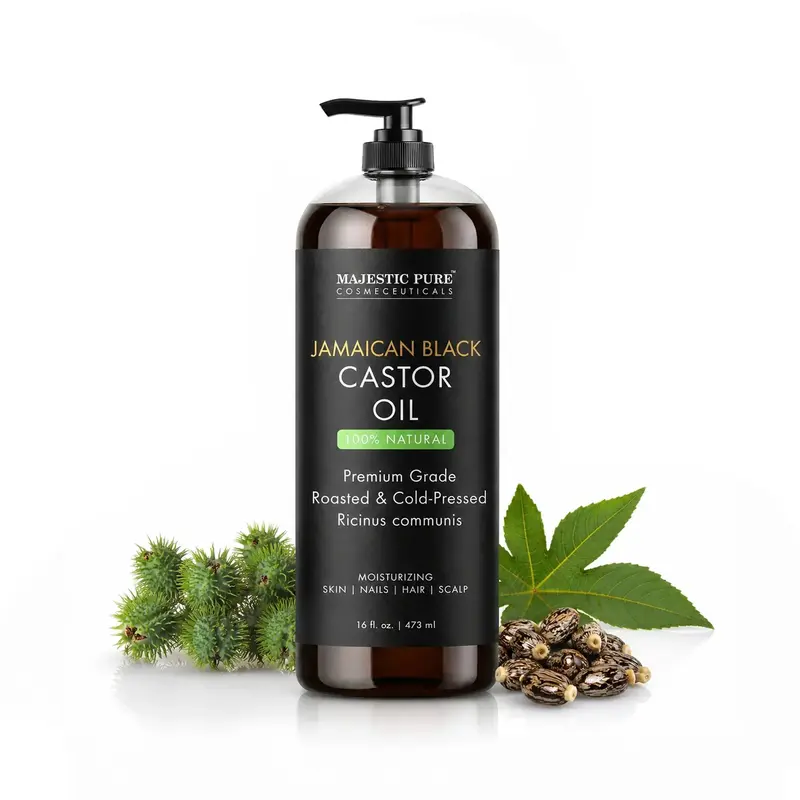 Majestic Pure Jamaican Black Castor Oil, 16 fl oz Intensive Haircare & Cosmetic Oil for Brow & Body Care