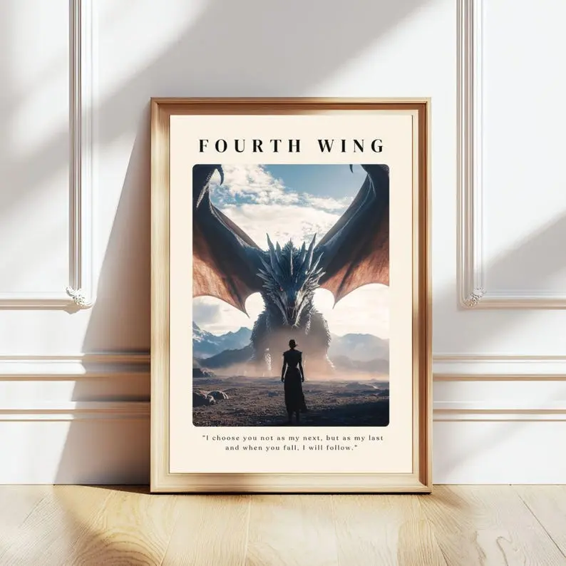 12x18 In Unframed Tairn & Violet Sorrengail Dragon Rider Fantasy Wall Art Print - Rebecca Yarros Fourth Wing Iron Flame Bookish Poster, Eco-Friendly Luster Paper, Fade-Resistant Decorative Home Decor for Book Lovers