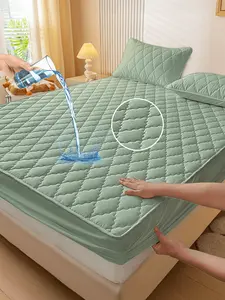 1 piece of green diamond grid fitted sheet. Made of soft, waterproof, skin-friendly and breathable polyester fabric,suitable for bedrooms and guest rooms, a great choice for home bedding.