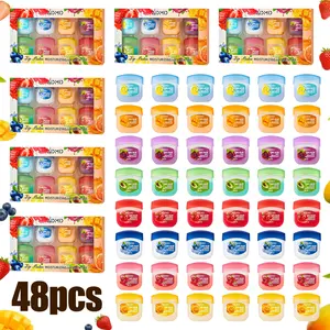 48-tube fruit lip balm sets, multi-color lip gloss, silky texture suitable for all skin tones. Multiple tones and various colors for Valentine's Day and New Year gifts. Long-lasting moisturizing lip balm, cute, perfect for gifting