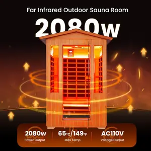 2-Person Outdoor Infrared Dry Sauna Room - Red Cedar & Canadian Fir Wood, 120V 2080W Sauna Spa, 48.8x38.19x81.89in, Assembly Required