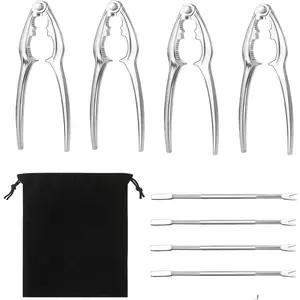 8 Pcs Seafood Crab Tool Set with 4 Crab Leg Crackers 4 Stainless Steel Crab Forks and 1 Storage Bag