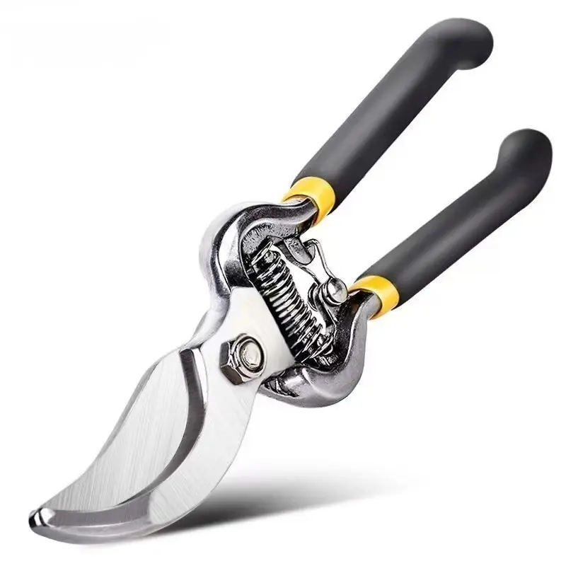 Heavy Duty Manganese Steel Garden Pruners with Anti-Slip Ergonomic Black Handle, Sharp Serrated Blade, Spring, Locking & Lever Mechanisms - Versatile Plant Shears for Bonsai Enthusiasts, Boosting Durability and Strength