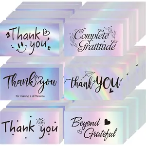Thank You Cards Small Business, 120 count Business Thank You Cards Bulk, 6 Styles Small Blank Greeting Appreciation Card, Holographic Appreciation Greeting Cards for Wedding  Shower Graduations