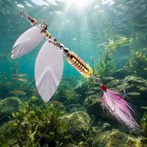 High Reflection Spoon Fishing Lures Metal Spinner Bait Single/Double Blade Bass Trout Saltwater Freshwater Universal High Sensitivity Tackle Kit Spinning Fishing Gear Outdoor Angling Accessories
