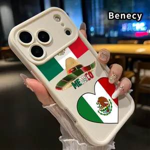 Mexican Pride Emblem Pattern TPU Phone Case for iPhone 17 Pro Max 16 15 14 Plus 13 12 Mini 11 XR X XS Air E Shockproof Non Slip Military-Grade Protection Silicone Cover Smartphone Casing