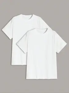 Men's Solid Color Plain Short Sleeve Tee, Casual Comfy Soft Fabric Round Neck T-shirt for Fall & Winter, Men's Top for Daily Wear Menswear