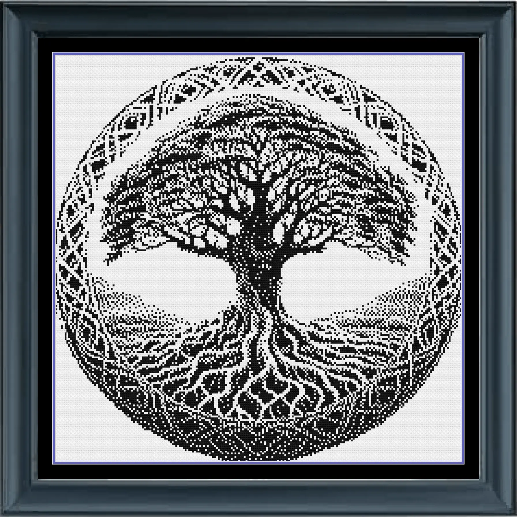 Medium Sized Tree Of Life Monochrome Counted Cross Stitch Pattern Instant PDF Download