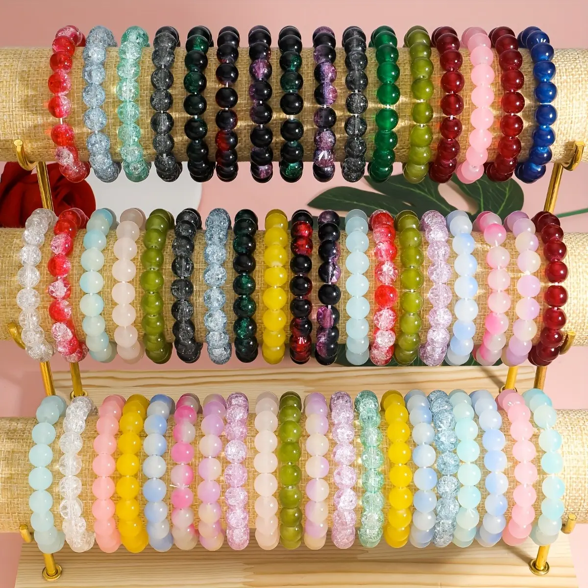 12/24pcs Mix Elegant Boho Chic Handmade Beaded Natural Stone Stretch Bracelets for Women - Vibrant, Colorful Gemstone Jewelry, Ideal for Daily Wear & Parties, Fashion Bracelets|Elegant Beadwork|Elastic Bracelet, Beads for Bracelets Trendy Stack Bangle