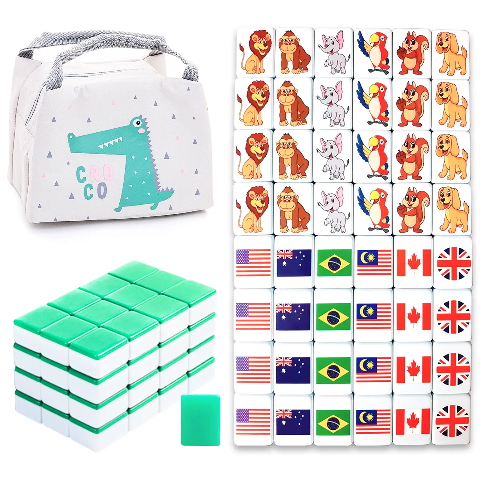 Birthday Valentine's Gift Bag with Seaside Escape Game Blocks Sets with 49 Tiles 40mm.