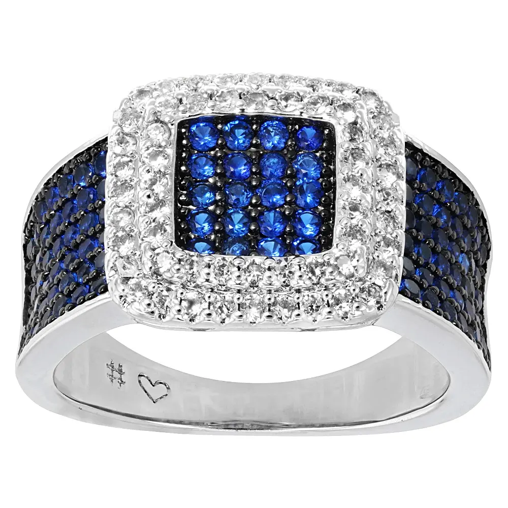 JTV Blue Lab Created Spinel Rhodium Plated Ring 1.56ctw