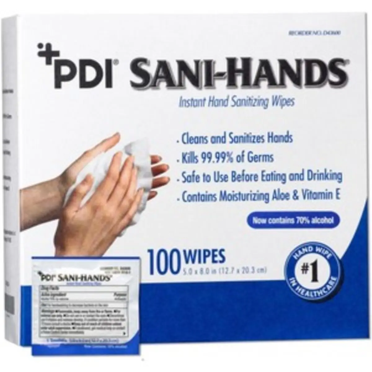 212 MAIN PDI PDID43600 Sani-Hands Instant Hand Sanitizing Wipes (Fragrance Free Wipes) - 100-Count Pack, Dye-Free for Care and Cleansing
