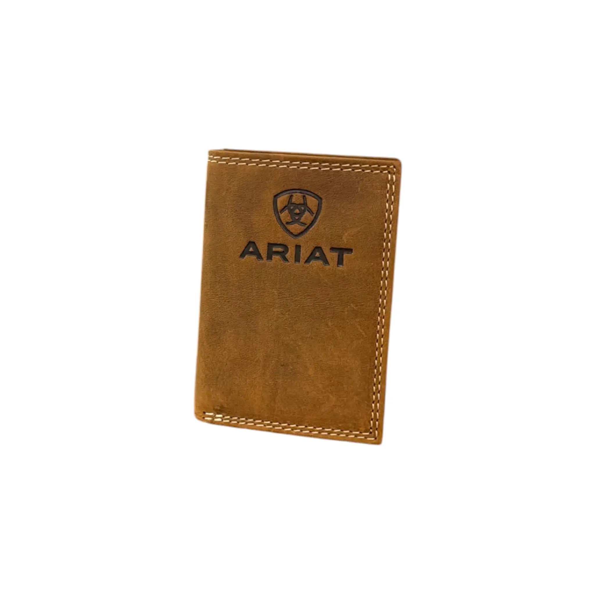 Ariat Men’s Minimalist Brown Leather Trifold Wallet with Shield Logo, Casual Wear Accessory, Birthday Gifts for Him, Men's Gift Ideas