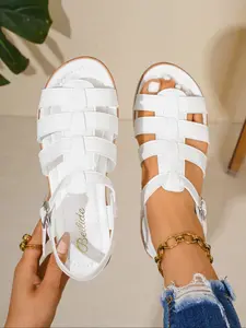 Women's Summer Casual Fashion Wedge Sandals, Waterproof Thick Sole Slip-On Shoes, Fish Mouth Design, Wholesale Large Sizes