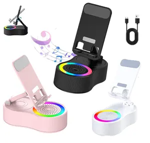 Colorful Wireless Speaker Stand with Charging Rechargeable Portable Automatic Sensing Adjustable Height Angle Power Bank & Atmosphere Light Foldable Anti-Skid