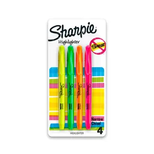 Pocket Style Highlighters - 4-Pack, Assorted Colors with Chisel Tips for Bold and Clear Marking