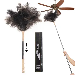 Extendable Ostrich Duster  50 Inches Fluffy Long Handle Feathers Dusters Soft Durable Reusable For Home Office Cleaning High Ceilings Wall Fans Furniture Blinds Roof Dusting