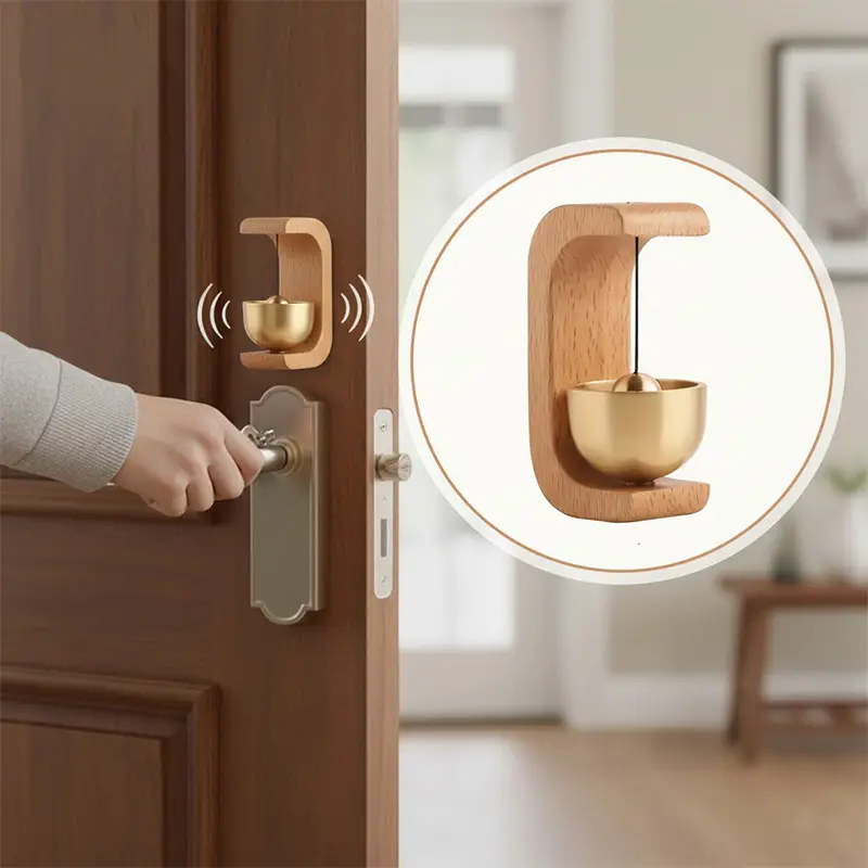Suction Door Type Solid Wood Wind Chime, Elegant Wooden Wind Chime, Home décor items, fridge magnets, Vintage Door Bell Hanging Ornament Doorbell (Magnetic and with adhesive backing)