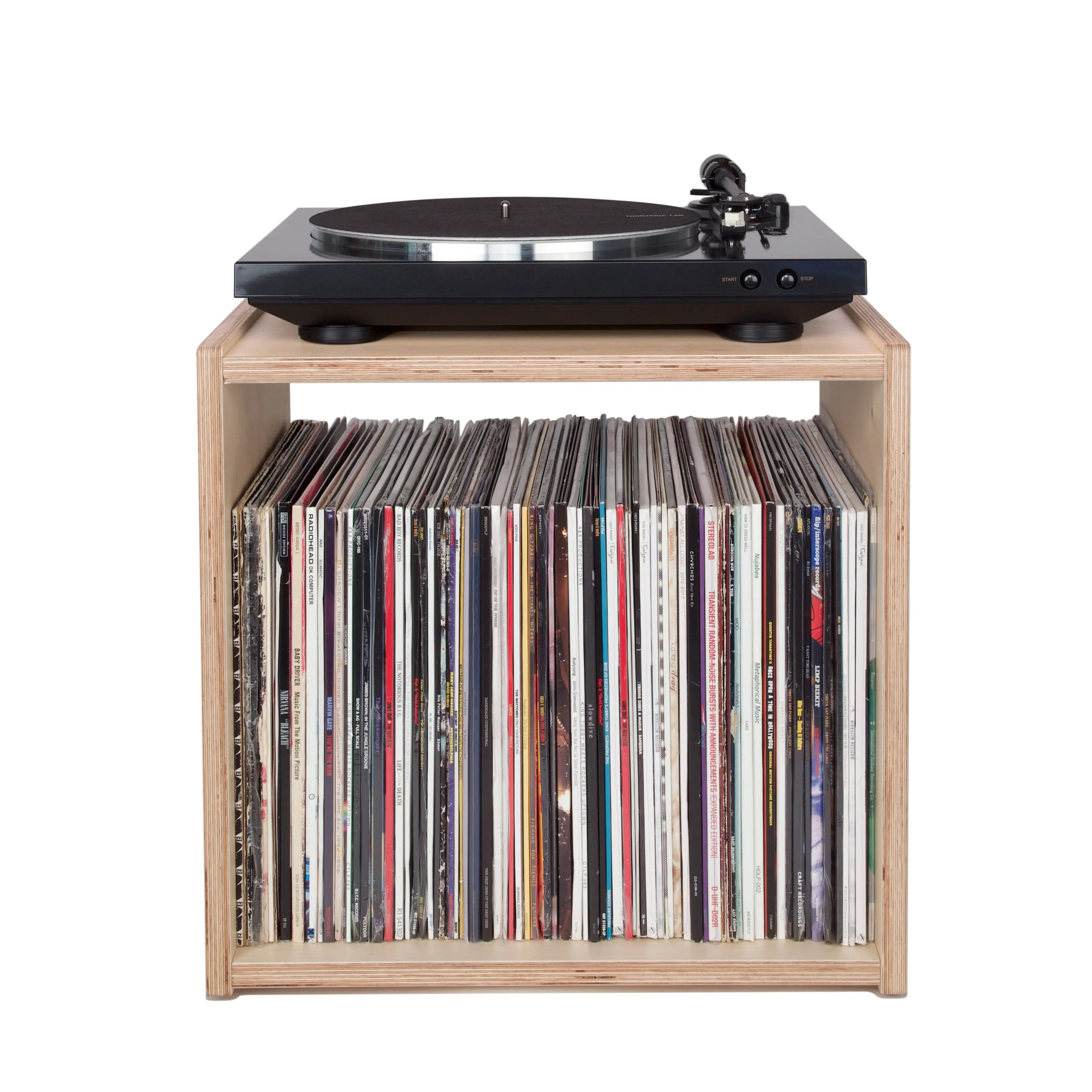 Line Phono Cube Turntable Stand - Steel Adjustable Organiser, Record Storage Rack with Record Shelf, Rubber, Metal