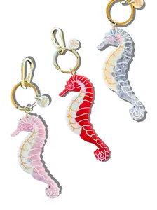 Hand-painted Seahorse Bag Charm + Keychain | Eco-Friendly