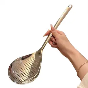 Stainless Steel Strainer Spoon, Elegant Modern Design, Quick Drain Holes, Rust-Resistant Material, Cooking Utensils, Ideal for Home Cooks and Food Lovers