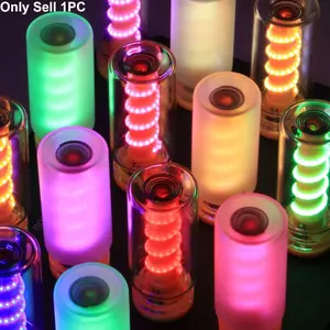 1 USB small night light touch color LED night light in the car ambient light Edison bulb incandescent ceramic light transparent touch bedside sleeping light portable multi-color LED ambient light that lights up