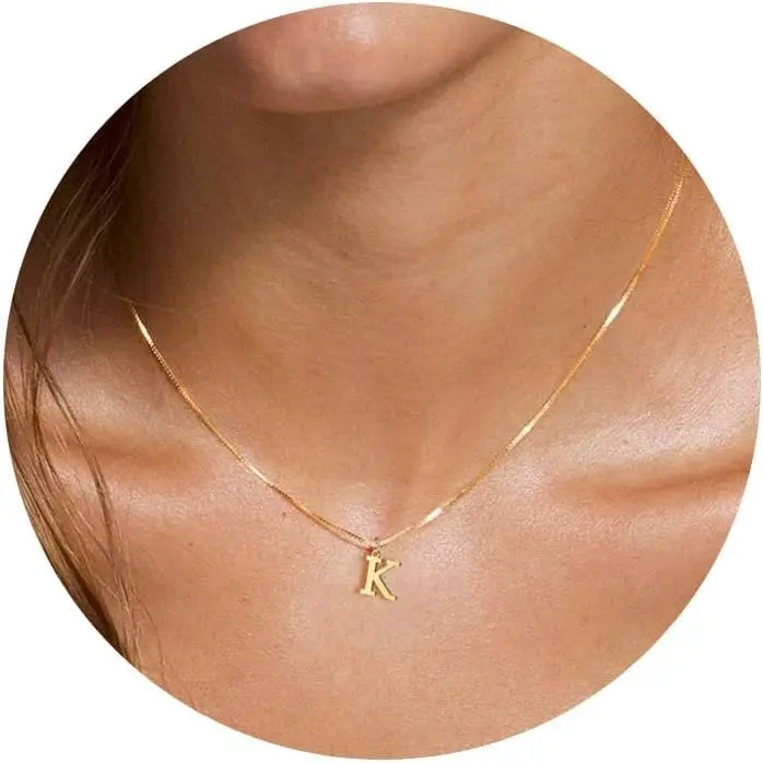 Custom Initial Choker Necklaces for Women, Minimalist A-Z Pendant with Adjustable Hypoallergenic Box Chain, Personalized Gifts, Custom Necklaces, Initial Pendant, Alphabet Letters Necklaces